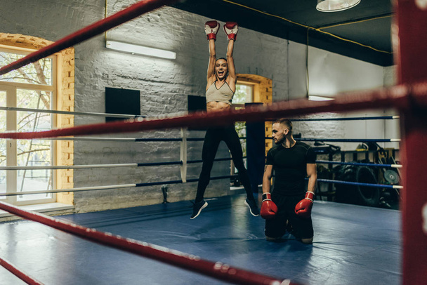 boxers training on boxing ring - Photo, Image