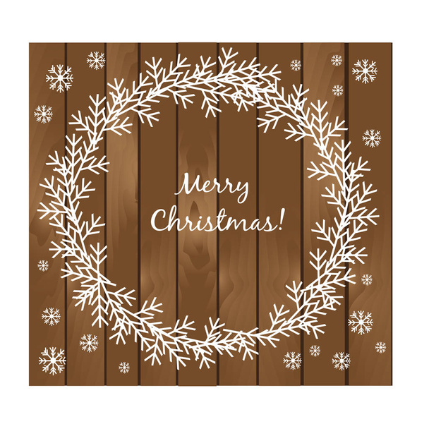 Christmas card with wreath on the wooden background - Vettoriali, immagini