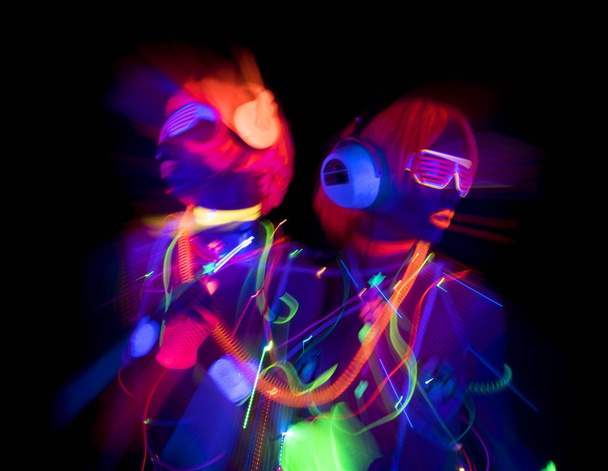 brilho uv neon sexy disco feminino cyber doll
 - Foto, Imagem