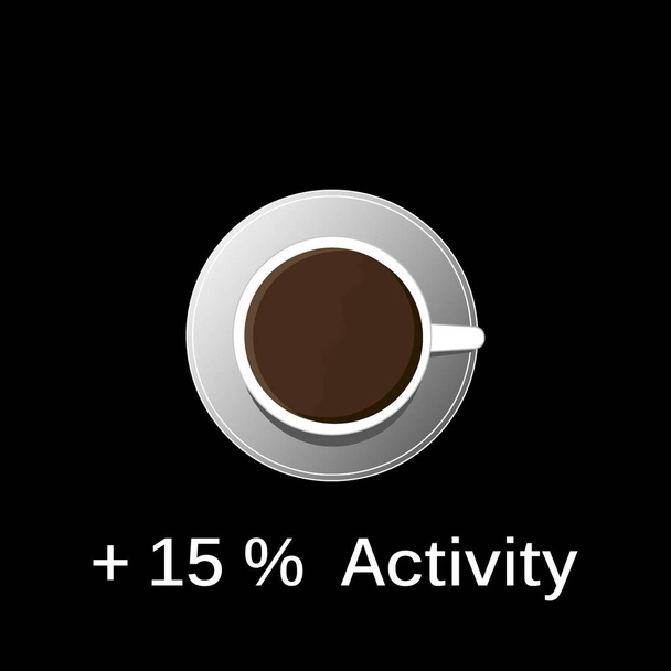 heißer schwarzer Kaffee in einem weißen Tanktop auf schwarzem Hintergrund - Vektor, Bild