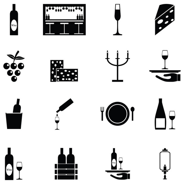 şarap Icon set - Vektör, Görsel