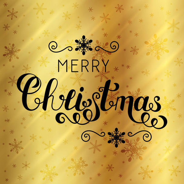 Veselé Vánoce v rukou nápis černý Text izolované na Gol - Vektor, obrázek