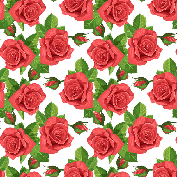 Red rose vector illustration seamless background. - Vector, Image