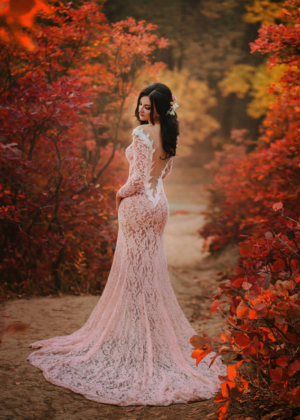 A happy bride in a beautiful, powdery dress. - Photo, Image