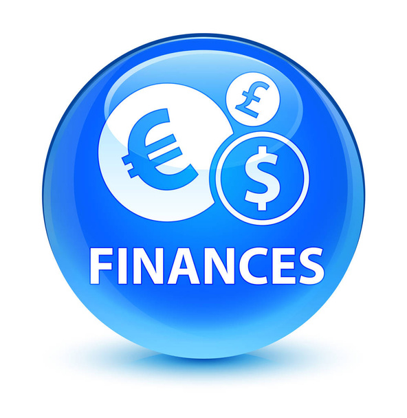 Finanzas (signo euro) botón redondo azul cian vidrioso
 - Foto, imagen