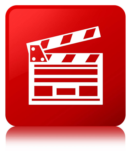 Κουμπί κόκκινο τετράγωνο εικονίδιο κλιπ κινηματογράφος - Φωτογραφία, εικόνα