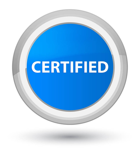 Certificado primer cyan azul botón redondo
 - Foto, Imagen