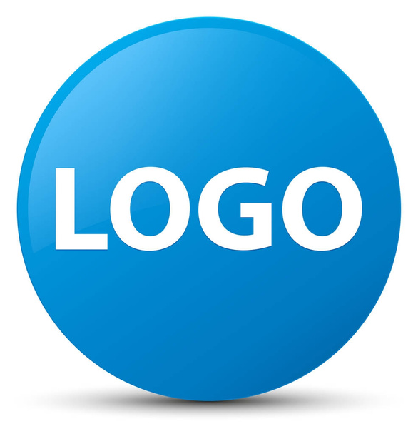 Logo cyaan blauw ronde knop - Foto, afbeelding