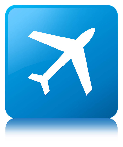 Vliegtuig cyaan blauw vierkante knoop van het pictogram - Foto, afbeelding