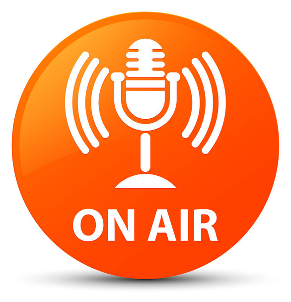 No ar (ícone de microfone) botão redondo laranja
 - Foto, Imagem