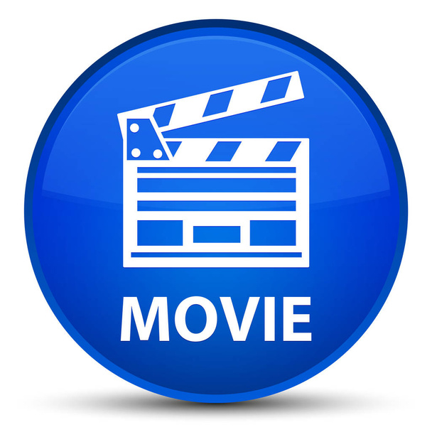 Film (ikona spinacza do kina) specjalny niebieski okrągły przycisk - Zdjęcie, obraz