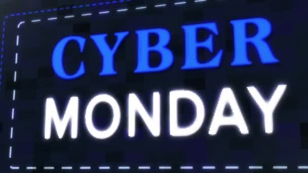 Cyber Δευτέρα πώληση στο σκούρο μπλε φόντο - Πλάνα, βίντεο