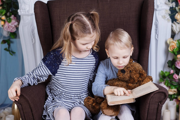 Two sisters reading a book - Photo, image