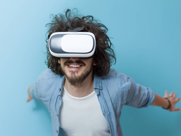 man using VR headset glasses of virtual reality - Fotó, kép