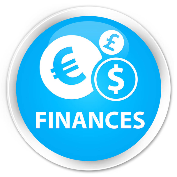 Pénzügyek (euro jel) prémium cián kék kerek gomb - Fotó, kép