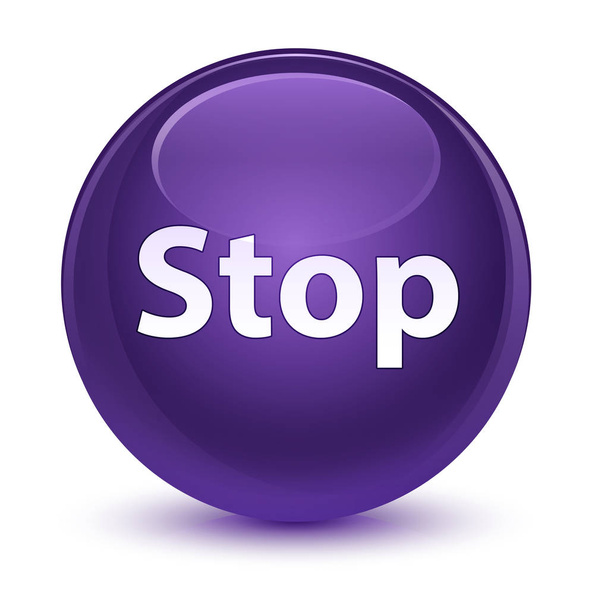 Σταματήσει γυάλινο στρογγυλό κουμπί μωβ - Φωτογραφία, εικόνα