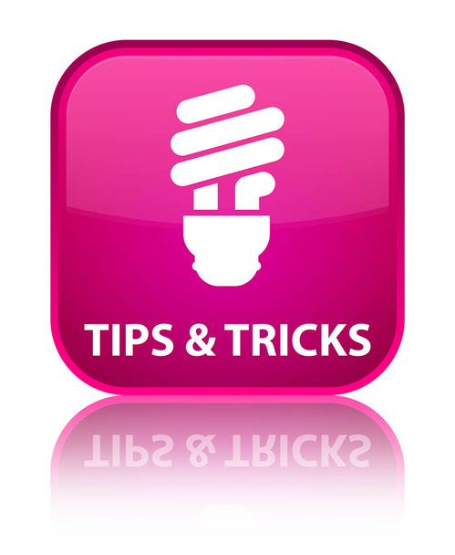 Συμβουλές και κόλπα (λάμπα) ειδική ροζ τετράγωνο κουμπί εικονίδιο - Φωτογραφία, εικόνα