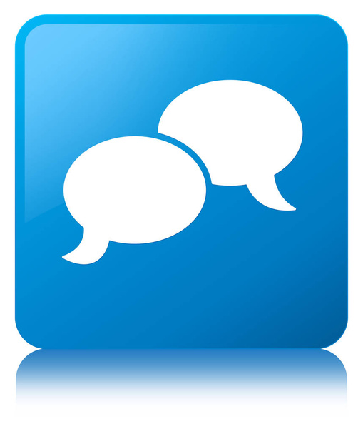 Chat bubble icon cyan blue square button - Photo, Image