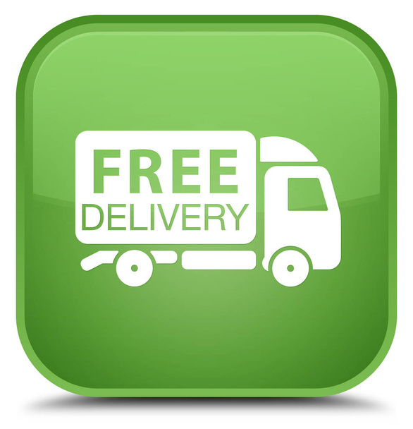 Ücretsiz teslimat kamyonu kutsal kişilerin resmi özel yumuşak yeşil kare düğme - Fotoğraf, Görsel