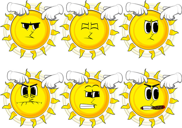 Cartoon sun scratching his head with two hands. - Vector, Image