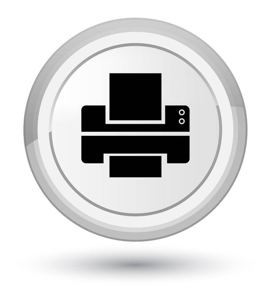 Printer icon prime white round button - Foto, Imagem