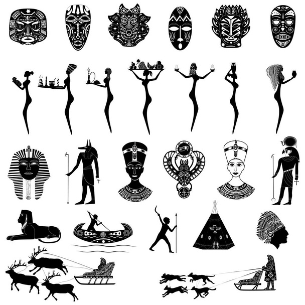 Un ensemble d'éléments à partir de masques de chaman, des figures pour afficher trad
 - Vecteur, image