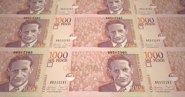 Banknoten von tausend kolumbianischen Pesos von Kolumbien, Bargeld, Schleife - Filmmaterial, Video