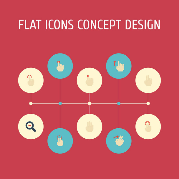Flat Icons Double Click, Two, Right And Other Vector Elements. Set Of Gesticulation Flat Icons Symbols Also Includes Nudge, Three, Two Objects. - Vector, Image