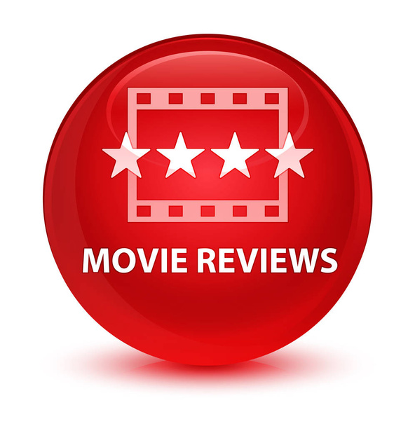 Movie reviews glassy red round button - Photo, Image