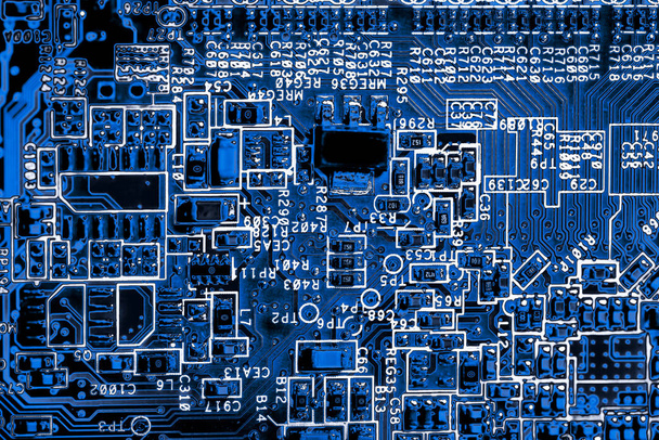 Streszczenie, na płyty głównej komputera technologia tło z bliska obwodów elektronicznych. (logika deska, procesor płyta, płyta główna, płyty systemowej, mobo) - Zdjęcie, obraz