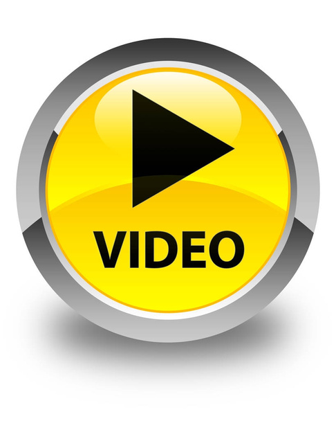 Video glossy yellow round button - Photo, Image