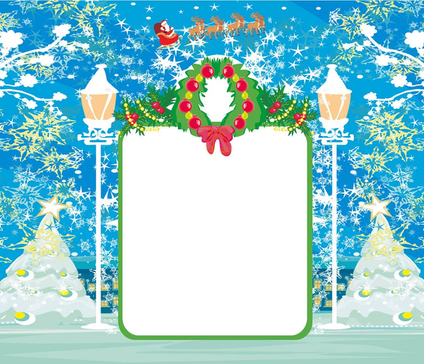 Χριστούγεννα και Πρωτοχρονιά πρότυπο κάρτας με χειμερινό τοπίο.  - Διάνυσμα, εικόνα
