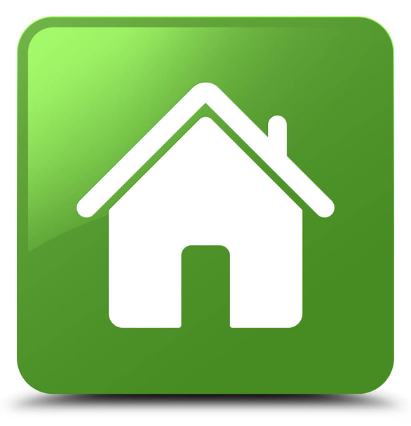 ホーム アイコン柔らかい緑色の正方形ボタン - 写真・画像