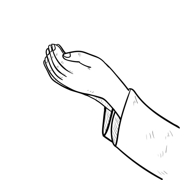 Hand drawing Muslim Hand praying-Vector illustration - Vector, Image