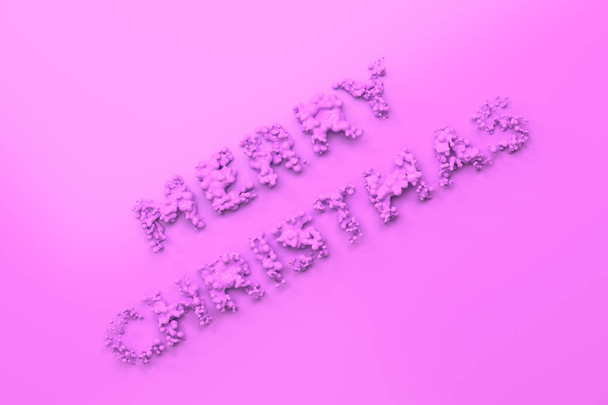 Liquid violet Merry Christmas words with drops on violet backgro - Φωτογραφία, εικόνα
