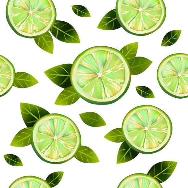Seamless background with lime - Vector, Image