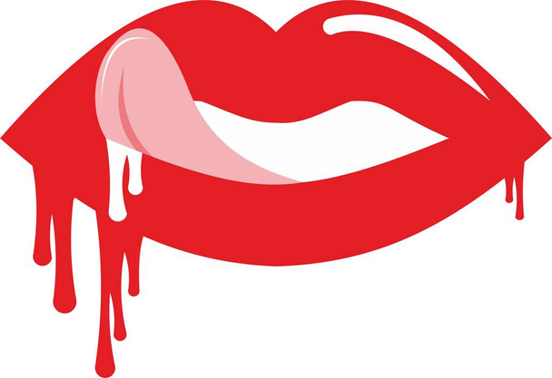 Islak kırmızı dudaklar - Vektör, Görsel