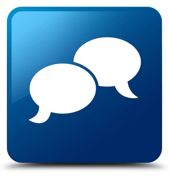 Chat bubble icon blue square button - Photo, Image