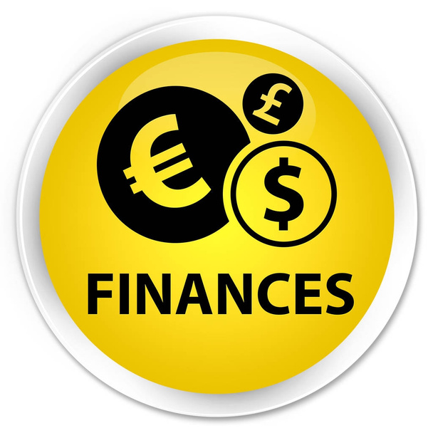 Pulsante rotondo giallo premium Finanze (simbolo euro)
 - Foto, immagini