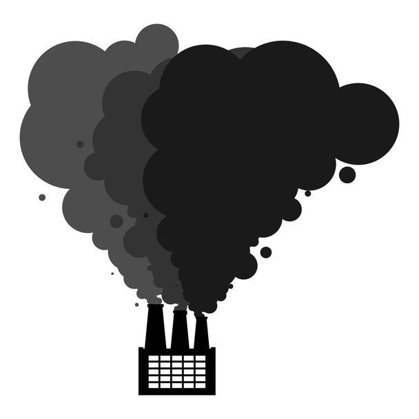 Černý kouř potrubí továrny. Ecological katastrofa. Průmyslové - Vektor, obrázek