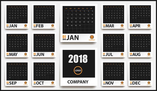 2018 kalender mockup in realistische fotolijst met schaduw geïsoleerd. Evenement planner. Alle grootte. Vectorillustratie - Vector, afbeelding