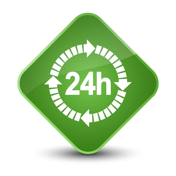 24 時間配信アイコン エレガントな柔らかい緑色のひし形ボタン - 写真・画像