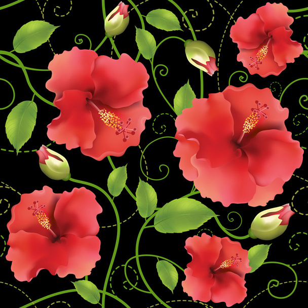 Hibiscus flower seamless texture - Vektor, obrázek