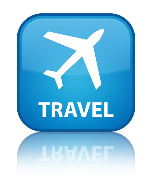 Viagem (ícone de avião) botão quadrado azul ciano especial
 - Foto, Imagem