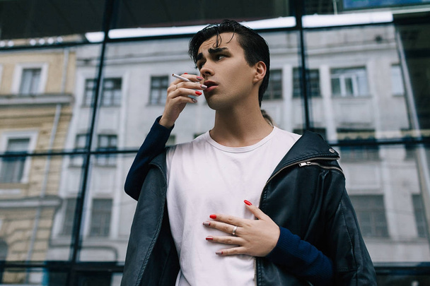 bad boy smoking addiction fashion youth lifestyle - Fotó, kép