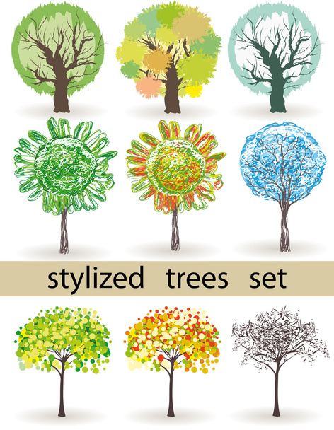 stilisierte Bäume gesetzt - Vektor, Bild