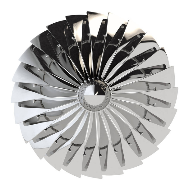 Straalmotor, turbineschoepen van vliegtuig, 3d render - Foto, afbeelding