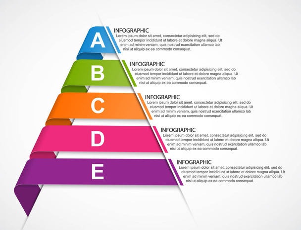 Infografías de cintas en forma de pirámide. Puede ser utilizado para la educación o presentaciones de negocios, banner de información
. - Vector, imagen