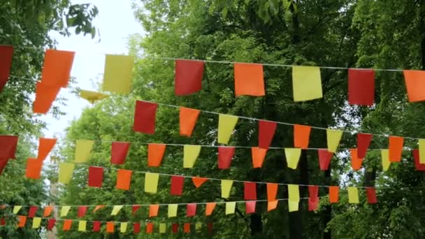 Renkli dikdörtgen bayrakların dekoratif çelenk - Video, Çekim