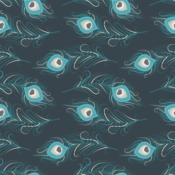 Seamless pattern of peacock feathers - Vector, Image
